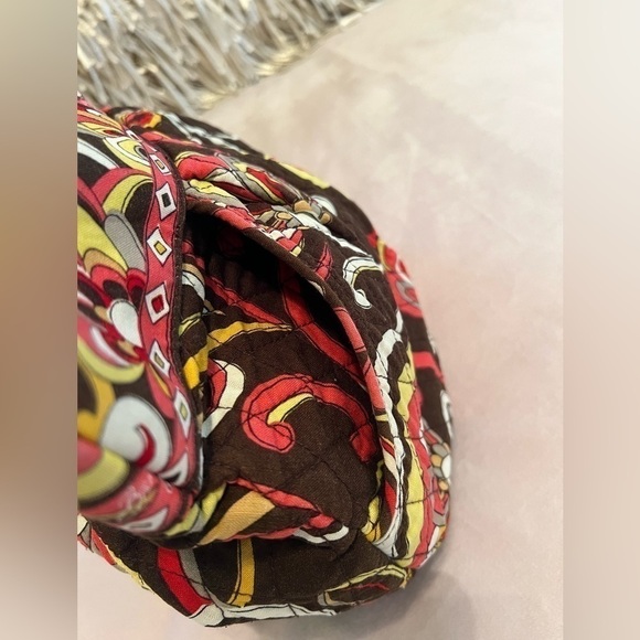 Issues VERA BRADLEY Morgan Shoulder Bag Handles Brown Orange Pink Floral Zipper - Picture 4 of 10